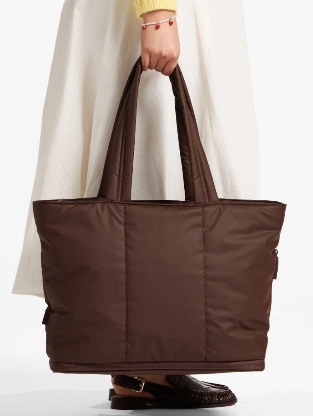 CALPAK Luka Expandable Laptop Tote in walnut
